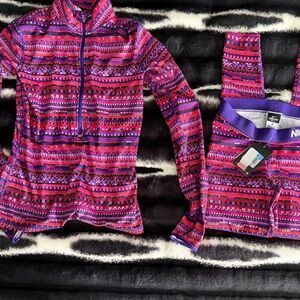 Nike Pro Pink and Purple Patterned Activewear Set Medium